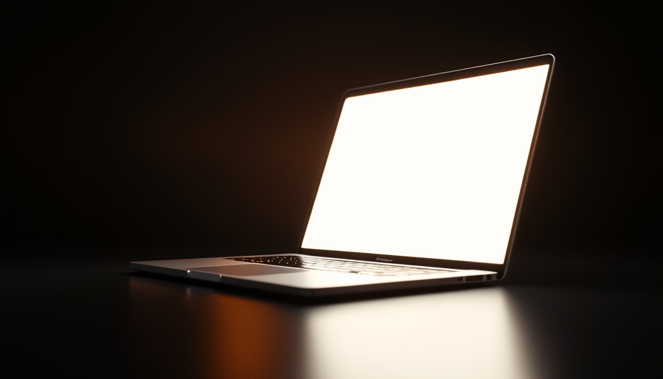 A MacBook Pro with a brilliantly bright display